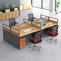 Mobilier de bureau au design moderne, 4 places, poste de travail du personnel, forme I, table d'ordinateur en bois, bureau, bureau