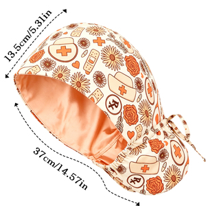 Cappelli Medici Personalizzabili per Donne, Cappelli da Dentista e Veterinaria, Cappelli per Capelli Lunghi ad Asciugatura Rapida, Berretti da Infermiera con Fodera in Raso per Coda di Cavallo - Product Image 4