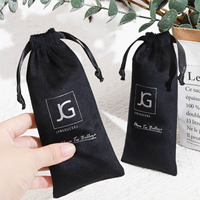 Hot Sale Black Velvet Kordel zug Tasche für Kerzen schneider Verpackung Staub Benutzer definiertes Logo Gedruckte Flanell Samt Geschenk verpackung Tasche