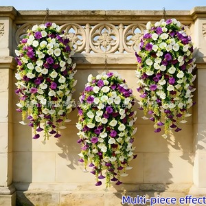 Bouquet de fleurs artificielles Temu, glycine artificielle en plastique, décoration murale suspendue pour la maison, mariage, jardin - Product Image 3