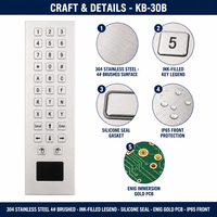Clavier tactile industriel en acier inoxydable KB-30B personnalisé, étanche IP65, 32 touches, montage sur panneau, USB/PS2 pour équipement médical