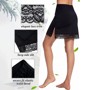 <span class=keywords><strong>Falda</strong></span> interior de encaje para mujer, extensora de <span class=keywords><strong>falda</strong></span> larga, peto <span class=keywords><strong>con</strong></span> cintura elástica para vestido - Product Image 3