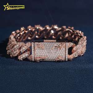 <span class=keywords><strong>Bracelet</strong></span> cubain en argent 925 plaqué or rose, serti de moissanite VVS de 16 mm, bijoux de <span class=keywords><strong>luxe</strong></span>, <span class=keywords><strong>bracelet</strong></span> hip-hop personnalisé pour hommes - Product Image 3