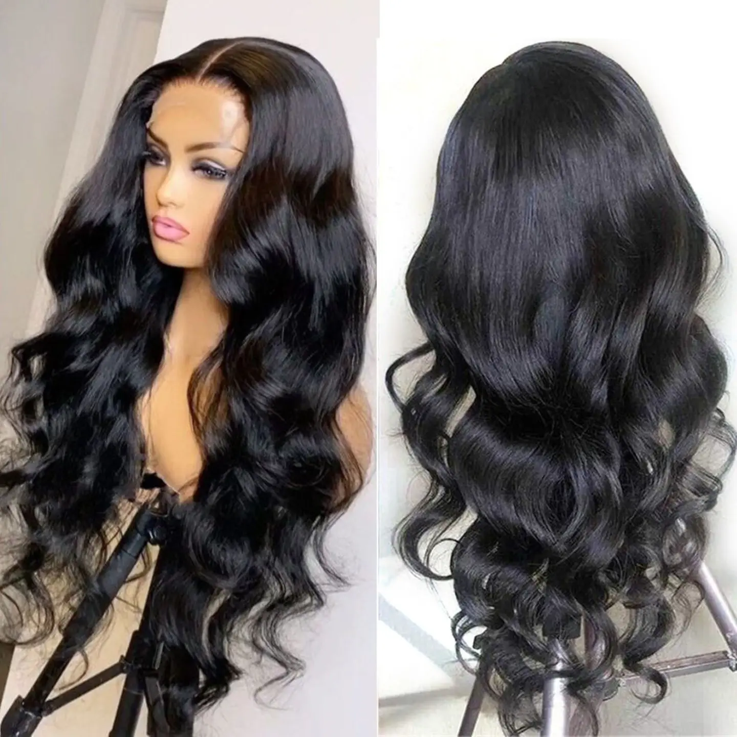 Glueless HD Transparent Lace Frontal Wigs Raw Indian Human Hair Lace Wigs Virgin Cuticle Aligned Body Wave Full Lace Front Wig