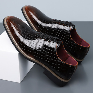 Zapatos de Vestir de Cuero para Hombre de Alta Calidad 2026, Zapatos Oxford de Charol con Punta en Pico, Estampado de Cocodrilo Verde, con Cordones - Product Image 3