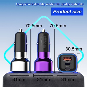 120W PD QC3.0 sạc xe hơi nhanh với 1 cổng <span class=keywords><strong>USB</strong></span> & <span class=keywords><strong>2</strong></span> cổng Loại C, sạc nhanh cho điện thoại iPhone <span class=keywords><strong>Android</strong></span> và máy tính bảng - Product Image 4