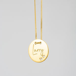 قلادة Jietao بتصميم شخصي من الاستانلس ستيل على شكل قرص عليه طبعة قدم طفل، مطلية بالذهب ومحفور عليها اسم مخصص، مرصعة بحجر الزركون، هدية للأم الجديدة - Product Image 5