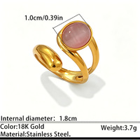 Anneaux ajustables en acier inoxydable plaqué or 18 carats sans ternissement avec pierre naturelle turquoise pour femmes