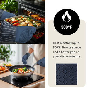 Vente en gros de gants de four en silicone gants anti-brûlure mitaines de gril pour micro-ondes avec logo personnalisé gant de four résistant à la chaleur - Product Image 2