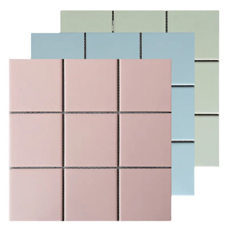 Small Fresh Pink Mosaic 300*300 Matte Wall Tile Light Green Bathroom Tile