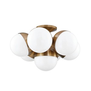 Luminaire de plafond semi-suspendu moderne en laiton et verre en forme de globe |   Éclairage élégant pour les espaces ouverts et les lieux de caractère des hôtels - Product Image 1
