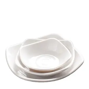 Melamin sığ düz plaka japon tarzı beyaz derin yemekler plastik tepsi düzensiz dikdörtgen batı yemek tabakları