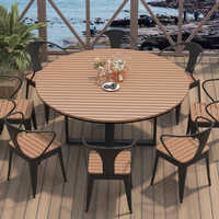 Table de salle à manger ronde d'extérieur en métal, résistante à l'eau et aux UV, ensemble de salon minimaliste pour patio, table de barbecue extérieure pour usage domestique