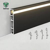 Plinthe LED Moderne en Aluminium 6063-T5 Anodisé Mat IP44 Ignifuge avec Câblage Dissimulé pour Hôtels, Villas, Chambres et Salons