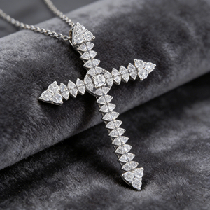 CUSTOM SILVER 10K/14K/18K GOLD PLATED LAB GROWN CVD DIAMOND CLASSIC ENGAGEMENT <b>GIFT</b> SWEATER CHAIN NECKLACE CROSS PENDANT VS - Product Image 3