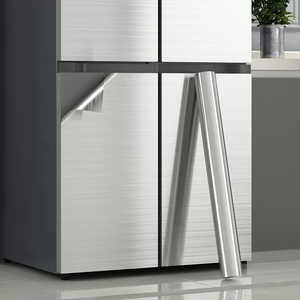 Pegatina de pared cepillada plateada, estufa de cocina, refrigerador, elevador, puerta, renovación, <span class=keywords><strong>papel</strong></span> <span class=keywords><strong>tapiz</strong></span> - Product Image 4