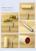 Vente en gros de rouleau à peinture bricolage de 9 pouces à usage intensif OEM mélange de polyester poignée en fer beige outils de peinture murale professionnels