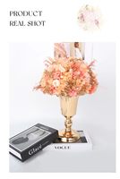 Retro gouden vaas centerpiece met geconserveerde hortensia's, luxe eeuwige tafeldecoratie, cadeau voor Valentijnsdag, afstuderen, etc.