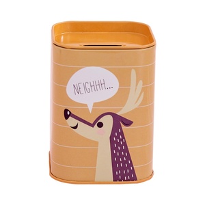 Tirelire carrée en fer blanc de style coréen, tirelire animale de dessin animé de style britannique - Product Image 5