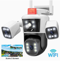 Moniteur sans fil avec trois écrans vidéo pour une vision panoramique couleur de nuit, caméra dôme WiFi haute définition
