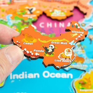 2026 Neuheit Individuelles Kinder-Holzpuzzle Magellan-Weltkarte Lernspiel Geographisches Erkenntnis-Spielzeug für Kinder - Product Image 4