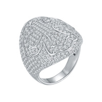 Bague Croix Hip Hop Luxe Léger en Argent Sterling S925 avec Moissanite D VVS1 – Cadeau Idéal pour Fêtes et Usage Quotidien