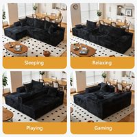 Juego de Sofás Seccionales Modulares Comprimidos de 104 Pulgadas, Suministro Directo de Fábrica, Terciopelo Negro, Mayoristas, OEM, Sofá Desmontable Personalizable