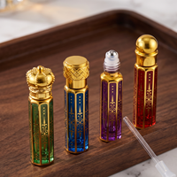 Flacon de parfum de luxe 6 ml en gros, fin, octogonal, avec bouchon à vis doré et applicateur à bille, rechargeable, pour voyage, en carton cadeau