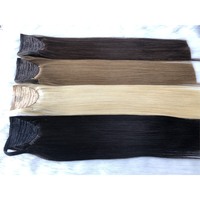Queue de cheval en cheveux humains vierges lisses en soie, vente en gros, personnalisation acceptée