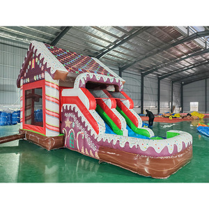Castillo inflable comercial personalizado de PVC duradero con impresión digital para parque de Navidad, con tobogán y piscina. - Product Image 2