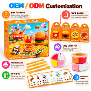 Set de Arcilla para Modelar de Secado al Aire para Niños, Temática de Comida: Hamburguesa, Pizza, Postres, Juguete Educativo Creativo con Herramientas, OEM ODM - Product Image 3