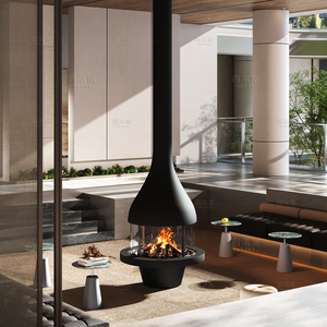 Forno Chiuso 360 °   Caminetto Elettrico Sospeso <span class=keywords><strong>da</strong></span> Soffitto in Vetro Trasparente a Rotazione Libera, Elegante per Interni Domestici, 900mm - Product Image 1
