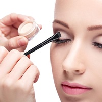Pinceau de maquillage pour les yeux et les sourcils, ultra fin, plat, angulaire, en plastique, avec étiquette privée personnalisée, service OEM/ODM, vente en gros