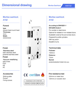 قفل نقر من الفولاذ المقاوم للصدأ حاصل على شهادة CE مع مفتاح متين مضاد للسرقة للاستخدام في المستشفيات المعمارية - Product Image 4