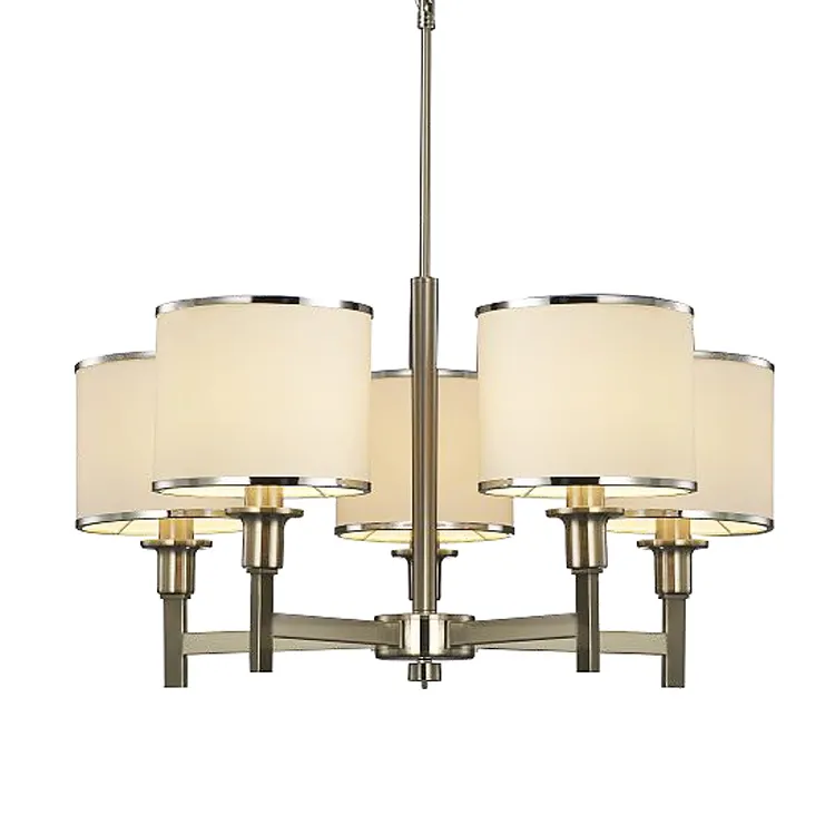 Moderne Ronde Licht Woonkamer Lamp Hotel Kroonluchter Hanger Met Witte Stof Drum Kap