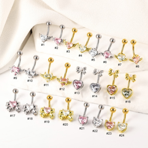 All'ingrosso <span class=keywords><strong>Piercing</strong></span> al ventre in acciaio inossidabile chiaro rosa Cz a <span class=keywords><strong>farfalla</strong></span> a forma di cuore piccolo angelo <span class=keywords><strong>ombelico</strong></span> con bottone <span class=keywords><strong>ombelico</strong></span> - Product Image 1