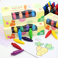 Crayons lavables non toxiques pour enfants personnalisés, 12/24/6 couleurs, crayons en forme de carotte pour la papeterie des enfants