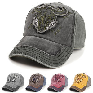 Berretti da Baseball sportivi di fascia alta usurati in cotone lavato pietra modello mucca all'ingrosso - Product Image 2