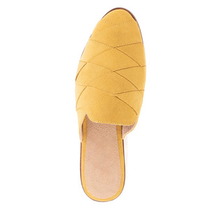 Suede Leather Knit Upper Closed <b>Pointed</b> <b>Toe</b> Backless Slip on <b>Flat</b> Femme Mule Women Shoes Slipper - Product Image 3