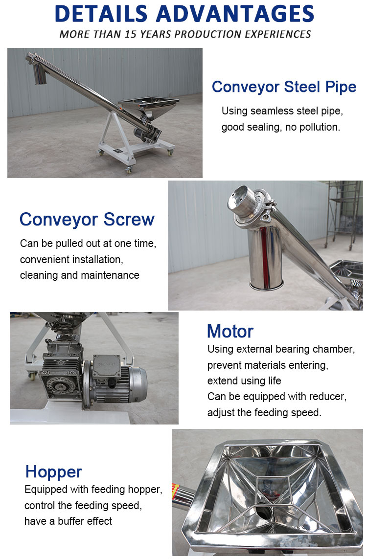 Factory Custom Inclined Hopper Screw Conveyor For Powder