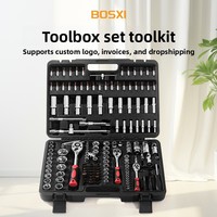 Boîte à outils multifonction en plastique Bosxi pour électricien et réparation automobile, jeu de clés à douille, design portable, rangement d'outils en plastique