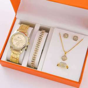 Montres à Quartz Coréennes Décontractées pour Femmes, Bracelet en Acier, Boîtier en Alliage de Luxe 10mm, Cadran en Verre Orange avec Logo/Motif Imprimé, Lot de 5 Pièces - Product Image 5