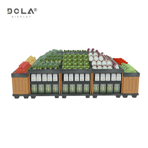 Estante de exhibición de verduras de alta resistencia Estante de supermercado hecho de plástico y productos de madera de metal Soporte de exhibición - Product Image 4