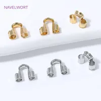 Protège-fils métalliques plaqués or 18 carats 5mm*6mm, boucles en U, fermoirs à sertir et perles d'extrémité pour la fabrication de bijoux DIY