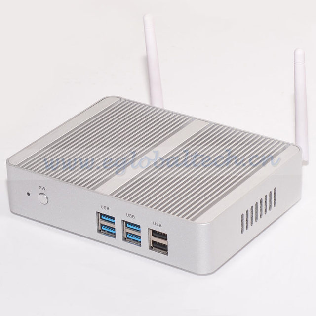 Eglobal Industrial New Fanless Mini PC Computer with Intel 7167U 6*USB VGA+HD Linux Windows 11Dual Cores DDR4 SSD