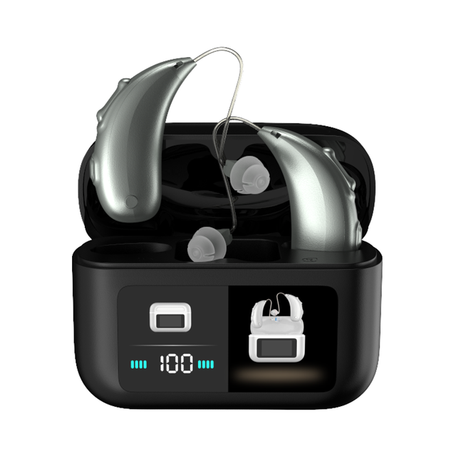 ScreenClear RIC Hearing Aid-HD Visual Screen | 16 Channels Rechargeable Adaptive Noise Cancellation & Power Display