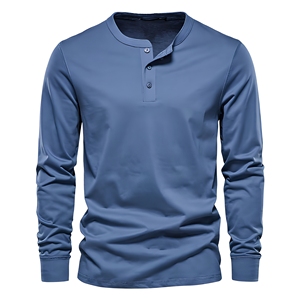 Camisetas de Punto de Manga Larga para Hombre, Otoño, Color Sólido, Casual, 100% Algodón de Alta Calidad, con Logotipo Frontal, Ecológicas y Transpirables - Product Image 1
