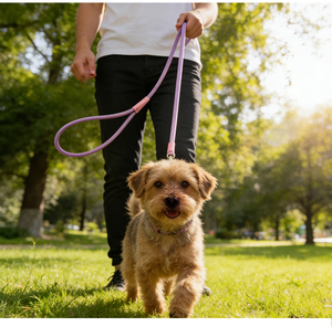 สายจูงสัตว์เลี้ยงหนังไมโครไฟเบอร์สีมาการองพรีเมียม ดีไซน์น่ารัก พร้อมตะขอทองเหลือง - Product Image 2