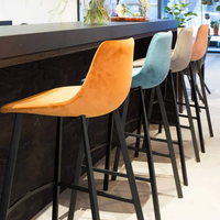 Factory Direct Sale Hotel High-End-Bar stuhl Luxus Cafe Möbel Metall Gold Leder Stoff High Bar Hocker Stühle