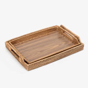 Handmade Woven Rattan Tray  High quality Hand Woven Storage Tray for Kitchen Servings With Handle
